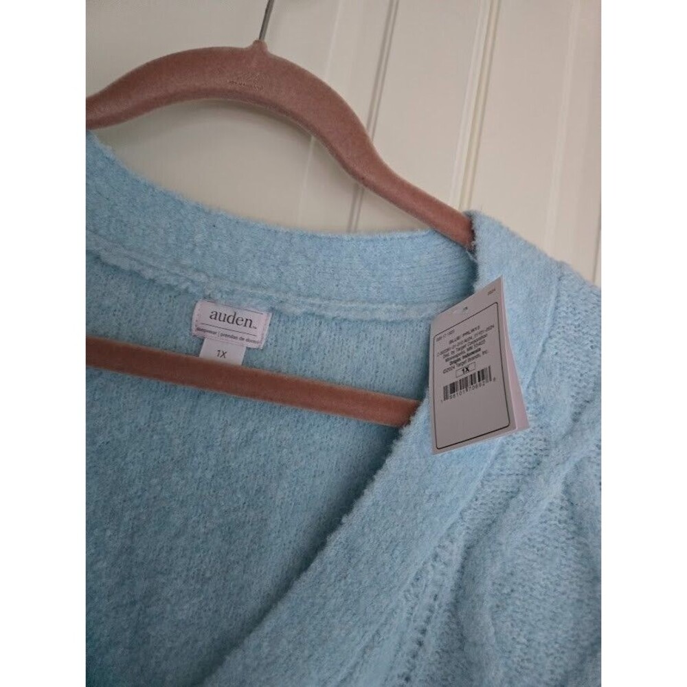 Auden Women's Sweater Cardigan, Light Blue - Size 1X - NEW - Picture 4 of 6